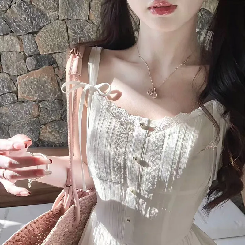 DOSOHEB Slip Dresses Women's White-4