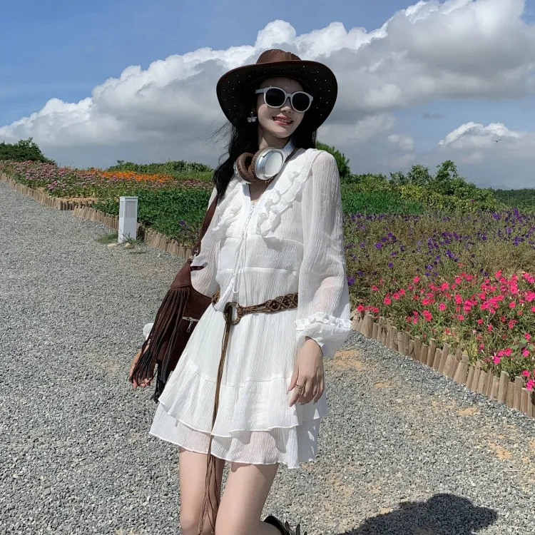 DOSOHEB Long Sleeved Dress Women's Ecru-3