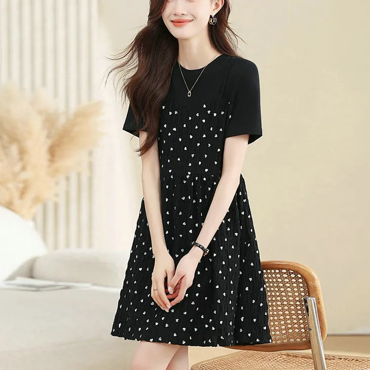 DOSOHEB Short Sleeved Dress Women's Black-4