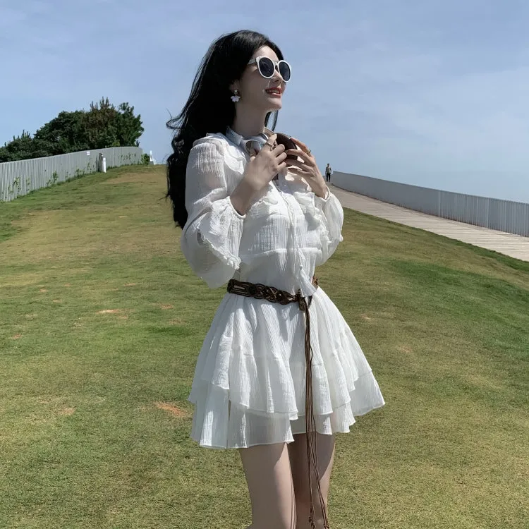 DOSOHEB Long Sleeved Dress Women's Ecru-6