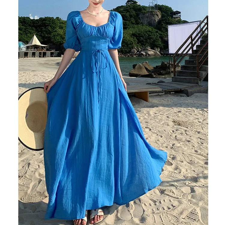DOSOHEB Short Sleeved Dresses Women's Sky Blue-2