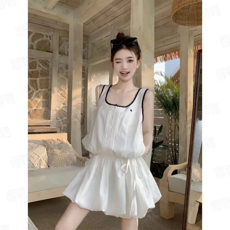 DOSOHEB Slip Dresses Women's White-3