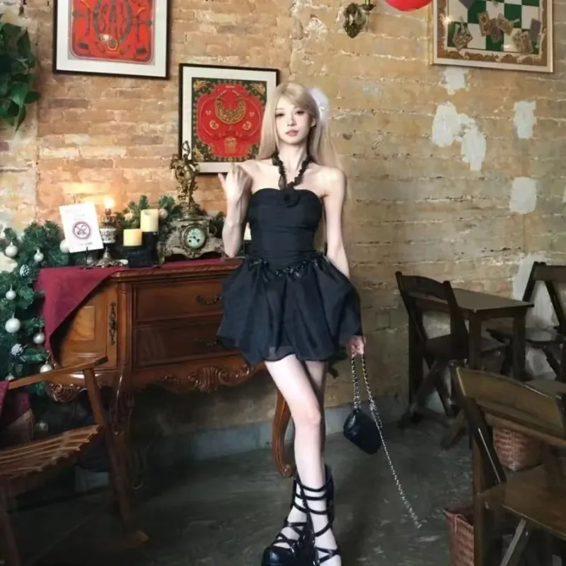 DOSOHEB Slip Dresses Women's Black-2