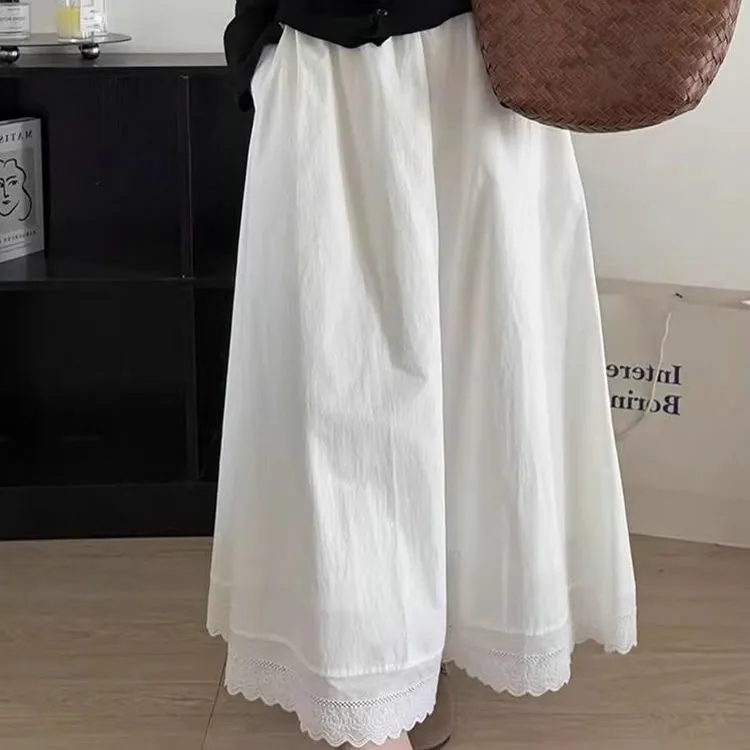 DOSOHEB Casual Long Skirt Women's White-2