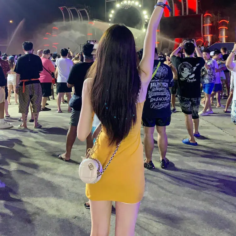 DOSOHEB Slip Dress Women's Yellow-3