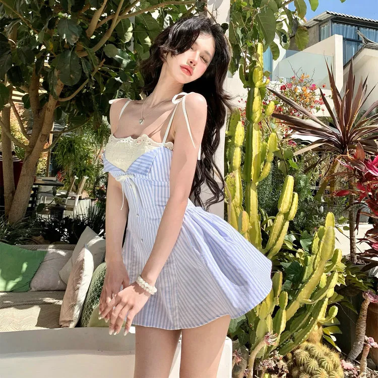 DOSOHEB Slip Dress Women's Blue-2