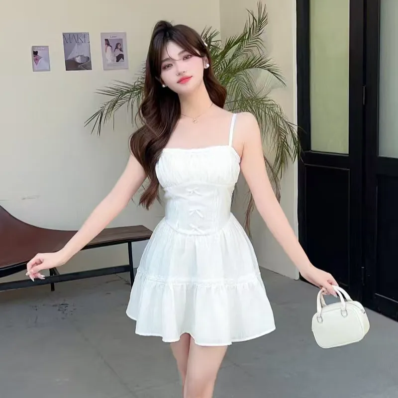 DOSOHEB Slip Dresses Women's White-3