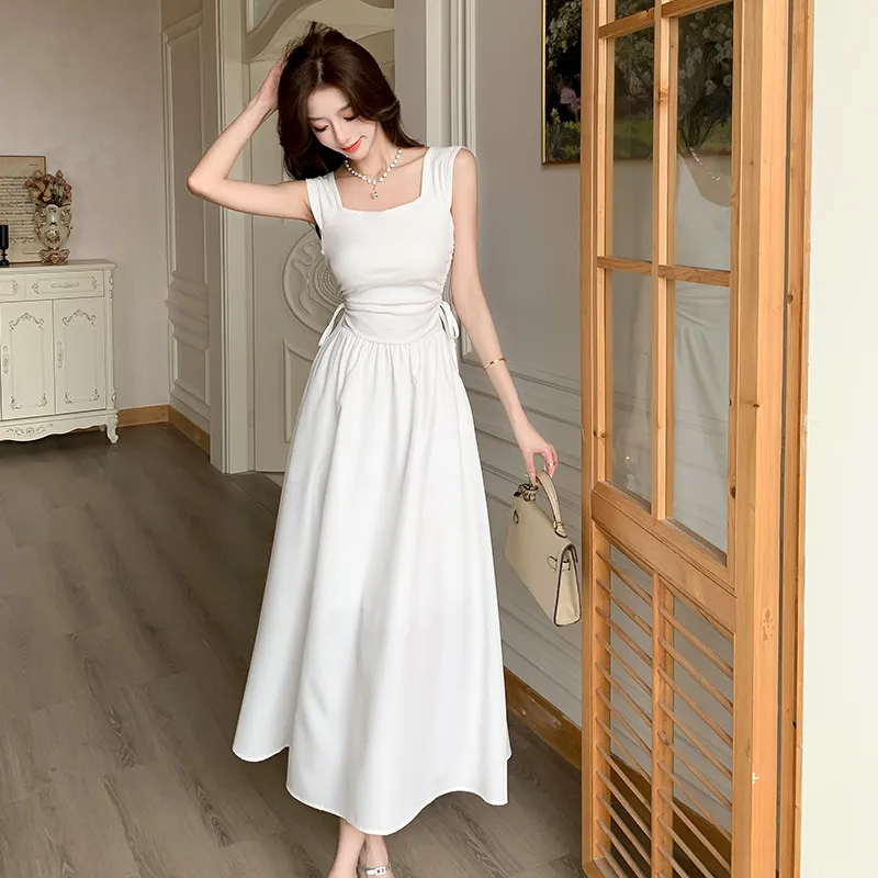 DOSOHEB Slip Dresses Women's White-2