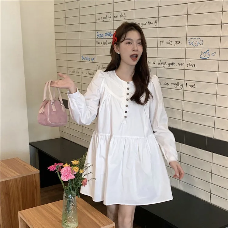 DOSOHEB Long Sleeved Dresses Women's White-1