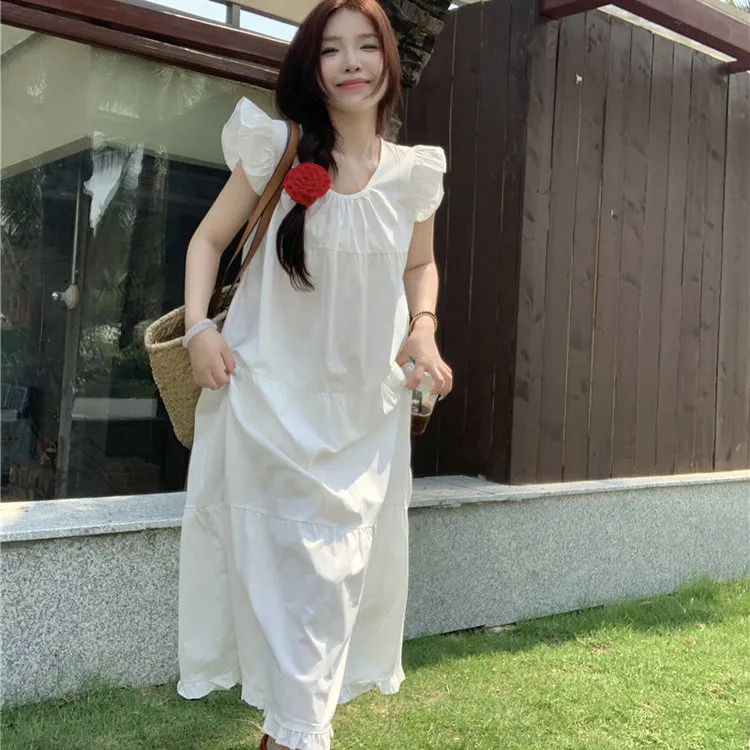 DOSOHEB Short-Sleeved Dresses Women's White-1