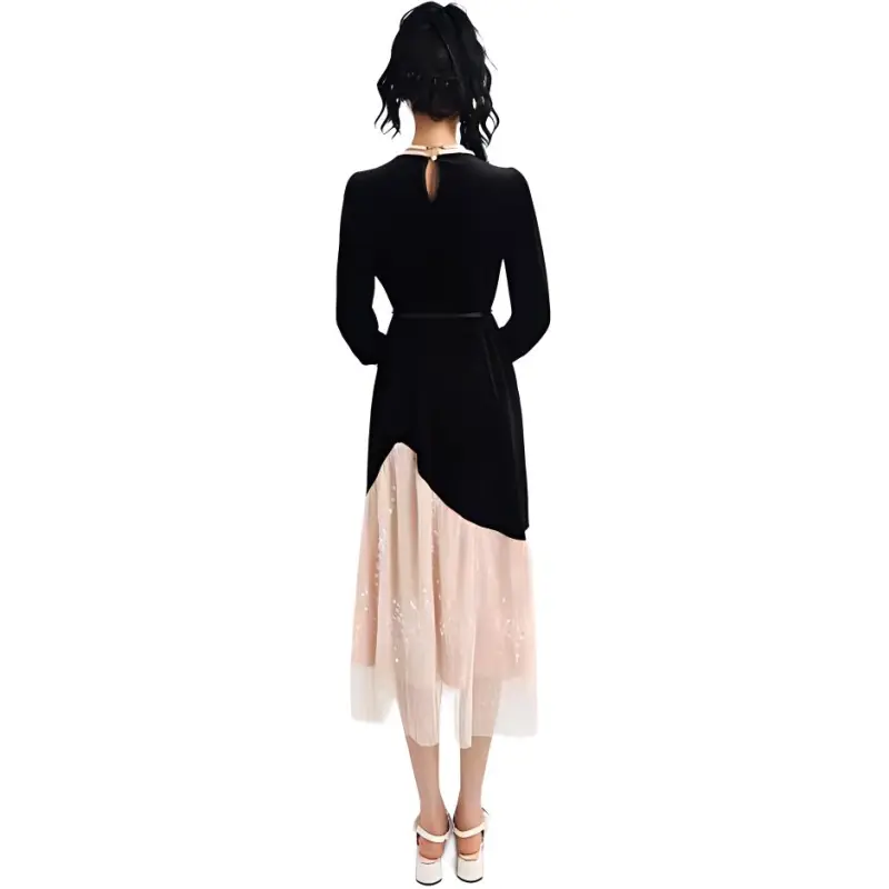 DOSOHEB Long Sleeved Dresses Women's Black-5