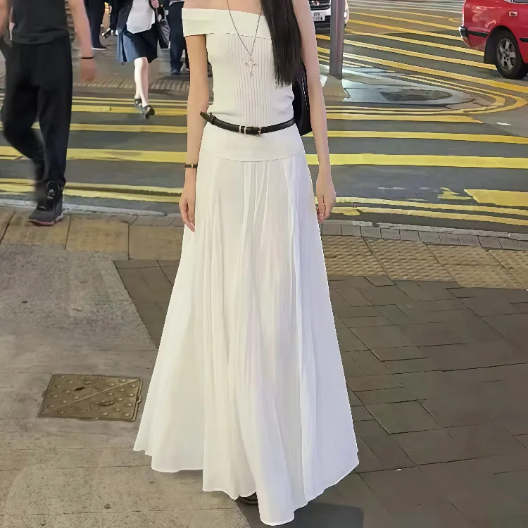 DOSOHEB Skirt Set Women's White-2