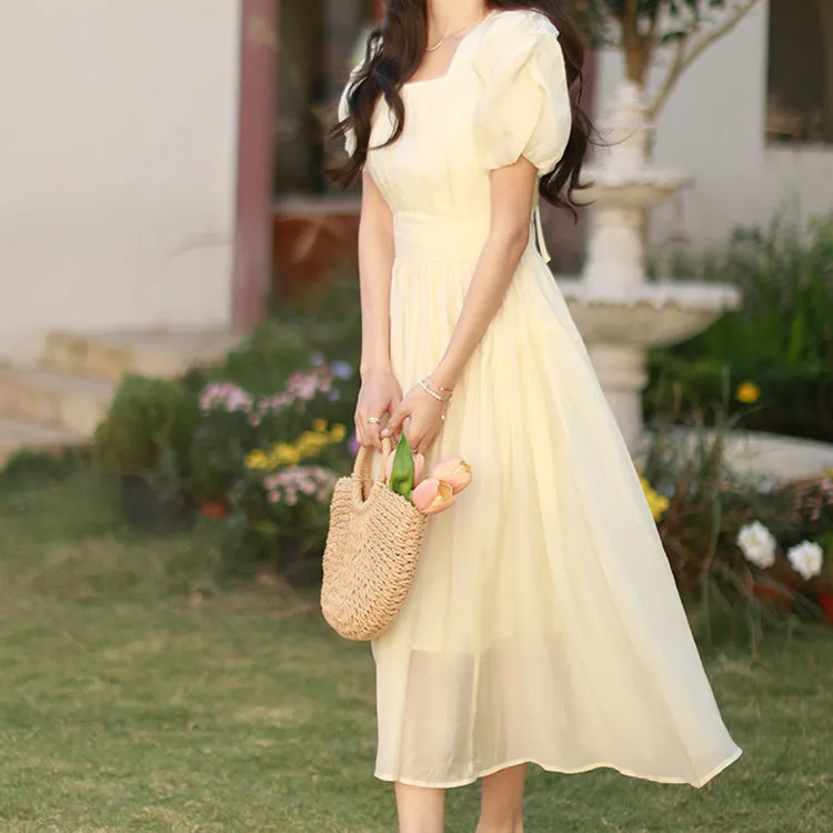 DOSOHEB Dress Women's Beige Yellow-2