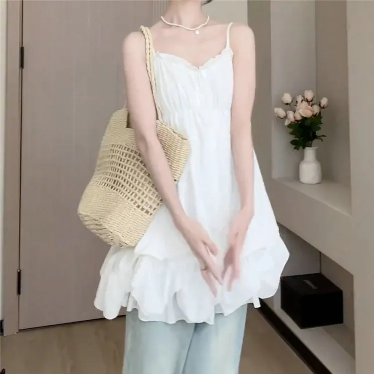 DOSOHEB Slip Dress Women's White-4