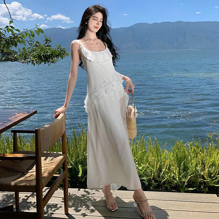 DOSOHEB Slip Dresses Women's White-1
