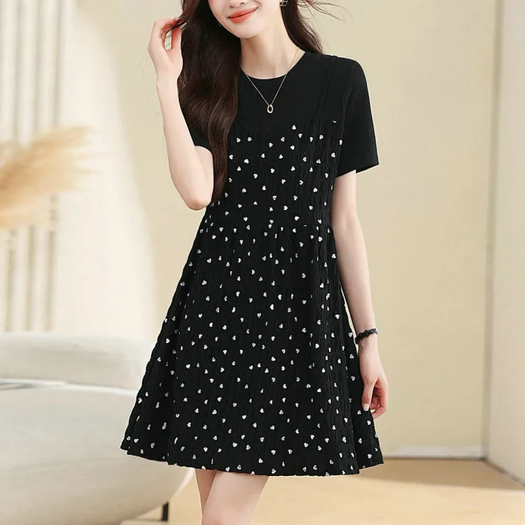 DOSOHEB Short Sleeved Dress Women's Black-5
