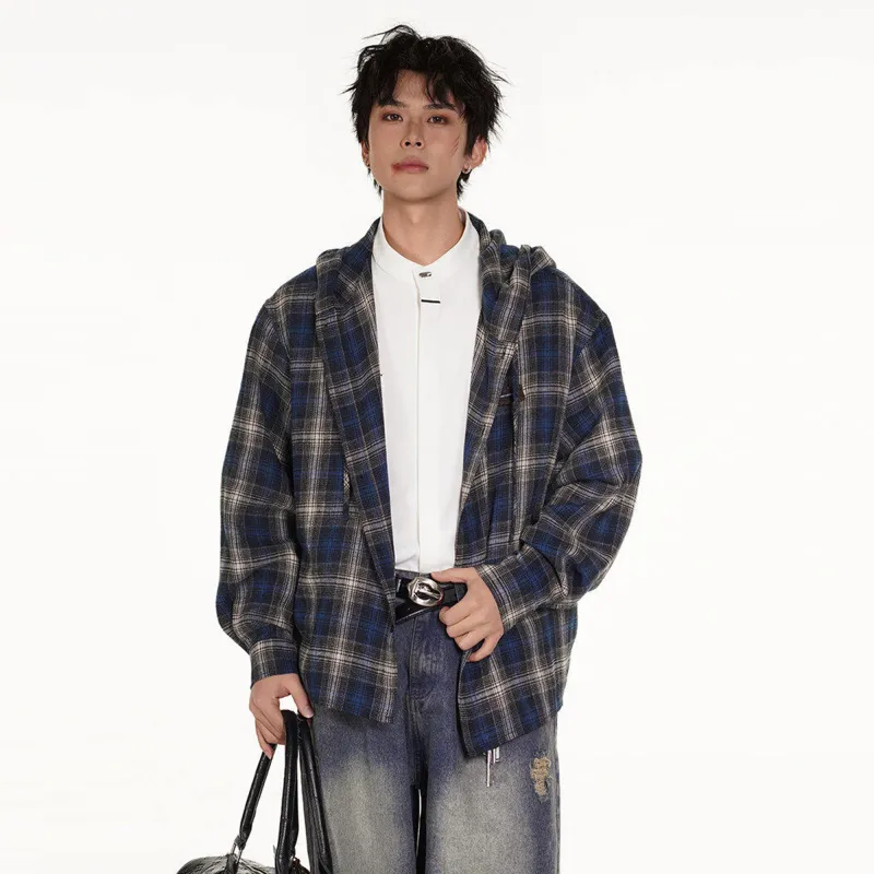 PAEFA Shirt Unisex Blue And Gray Plaid-3