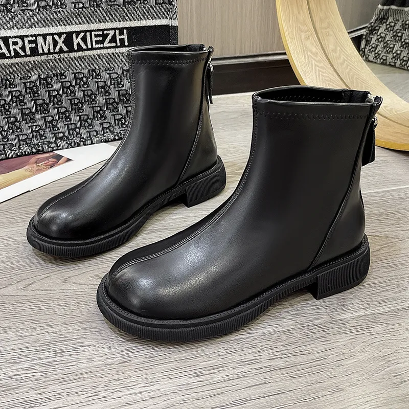 LUNNIFEIYA Ankle Boots Women's Ecru/Black-2
