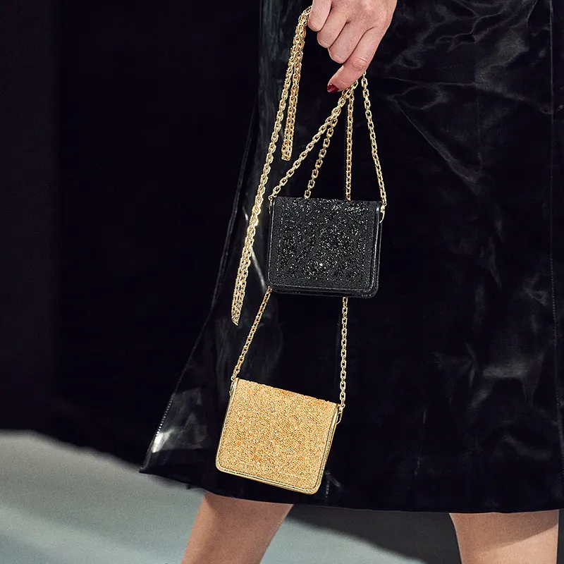 URANOLITH Top Grain Cow Leather Mini Rhinestone Crossbody Bag Small Size Women's Sunny Gold-6