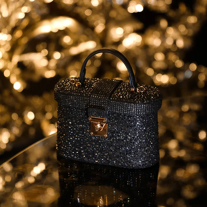 URANOLITH Top Grain Cow Leather Box Bag One Shoulder Handbag Women's Galaxy Gray/Obsidian Black-9