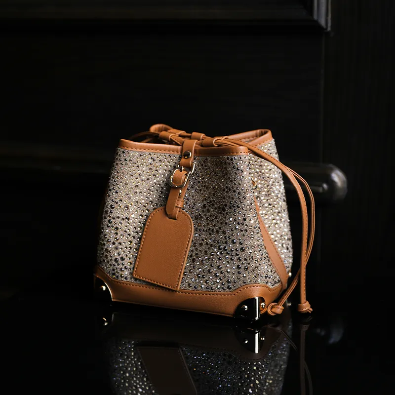 URANOLITH Cow Split Leather Bucket Bags Crossbody Bag, Shoulder Bag Women's Amber Yellow-4