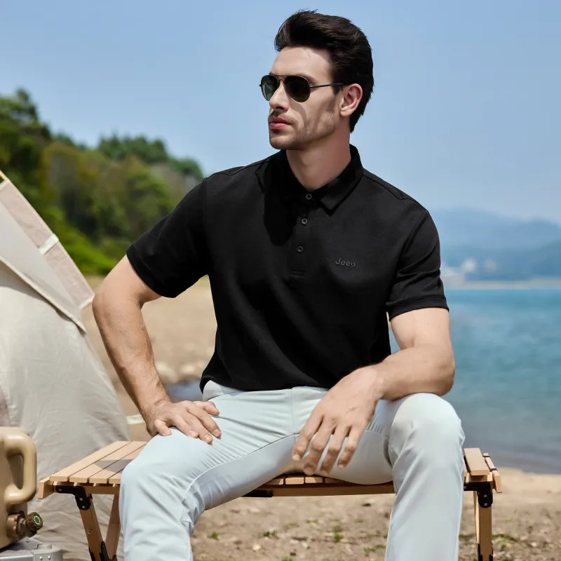 Jeep Outdoor Casual Polo Shirt Unisex Black-2
