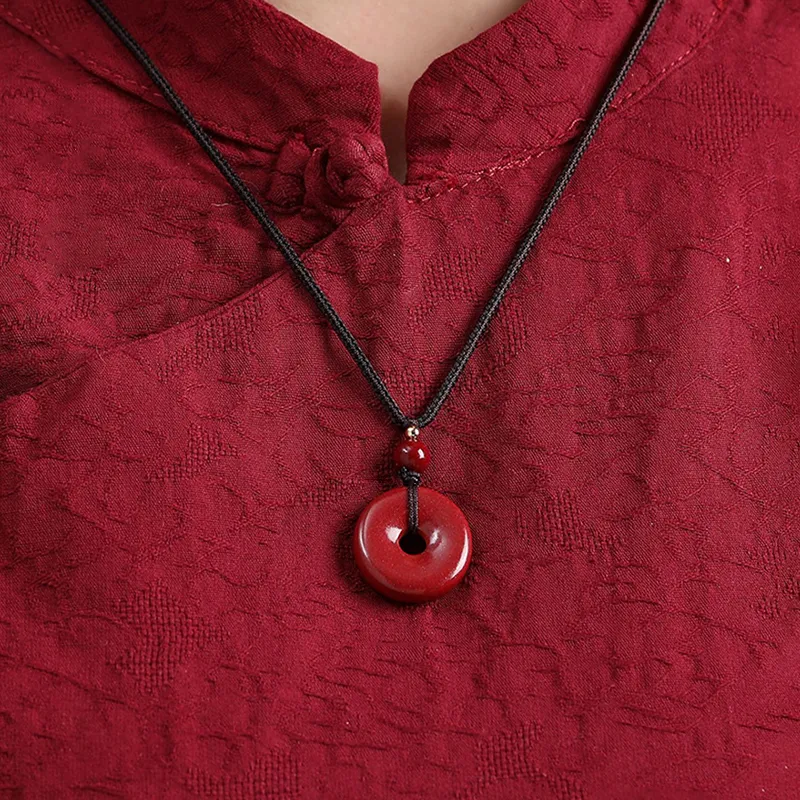 Drunk On The City Reconstructed Cinnabar Jade Pendants Unisex-4