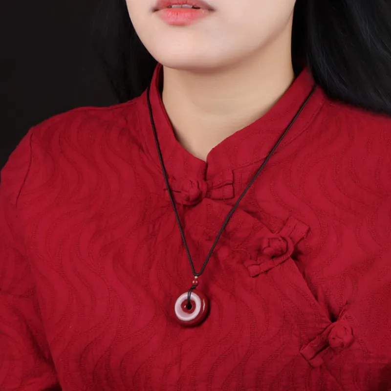 Drunk On The City Reconstructed Cinnabar Jade Pendants Unisex-11
