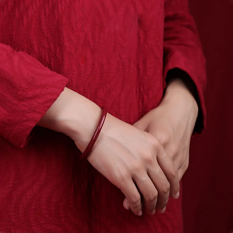 Drunk On The City Reconstructed Cinnabar Jade Bangles Unisex-4