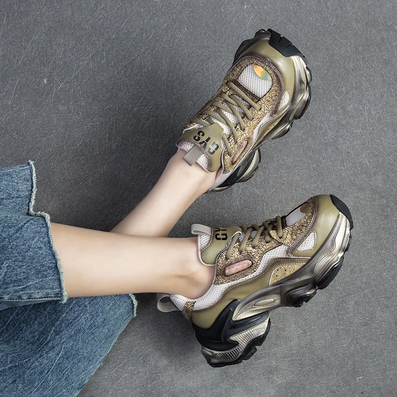 CHOVO Slip-Resistant Breathable Lightweight Chunky Sneakers 6cm Women's-13