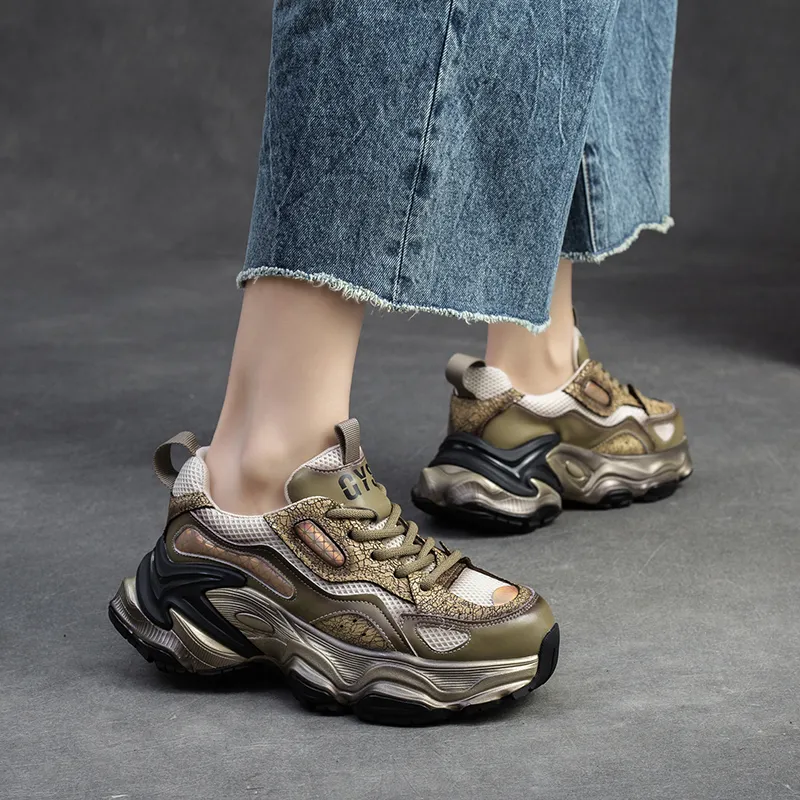 CHOVO Slip-Resistant Breathable Lightweight Chunky Sneakers 6cm Women's-15