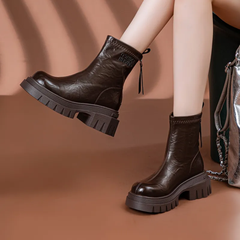 CHOVO Ankle Boots Women's Black/Burgundy/Brown-10