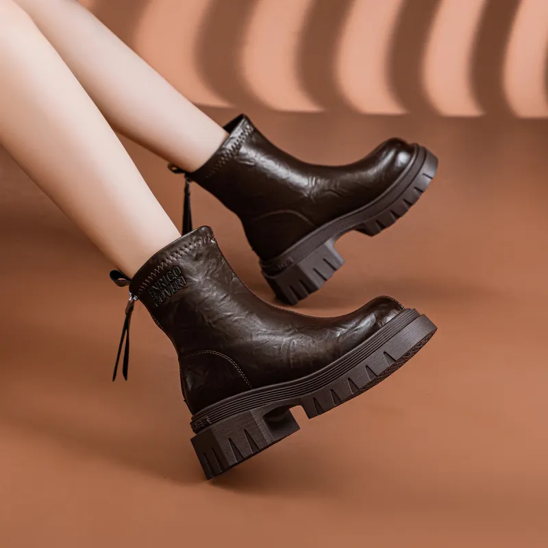 CHOVO Ankle Boots Women's Black/Burgundy/Brown-8