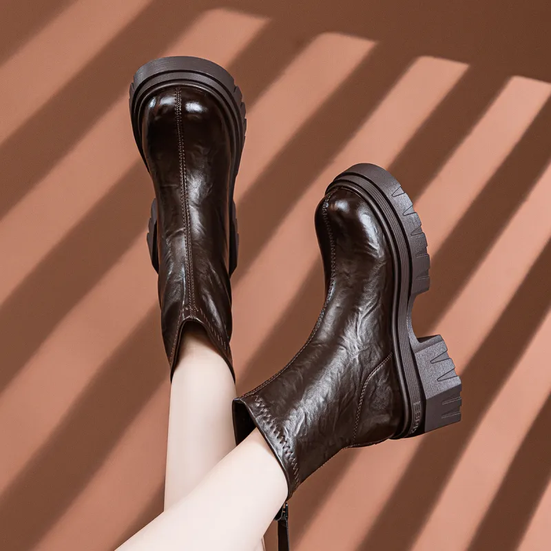 CHOVO Ankle Boots Women's Black/Burgundy/Brown-9