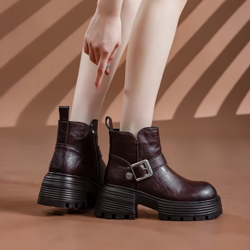 CHOVO Ankle Boots Women's Black/Brown-10