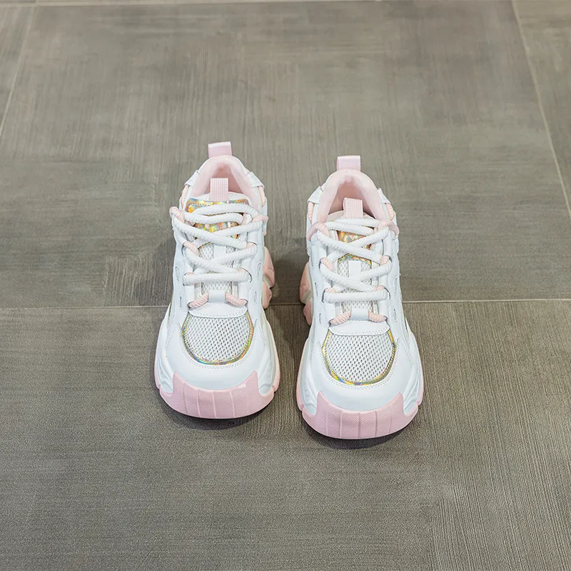 CHOVO Breathable Lightweight Height Increasing Low Top Chunky Sneakers Women's-2