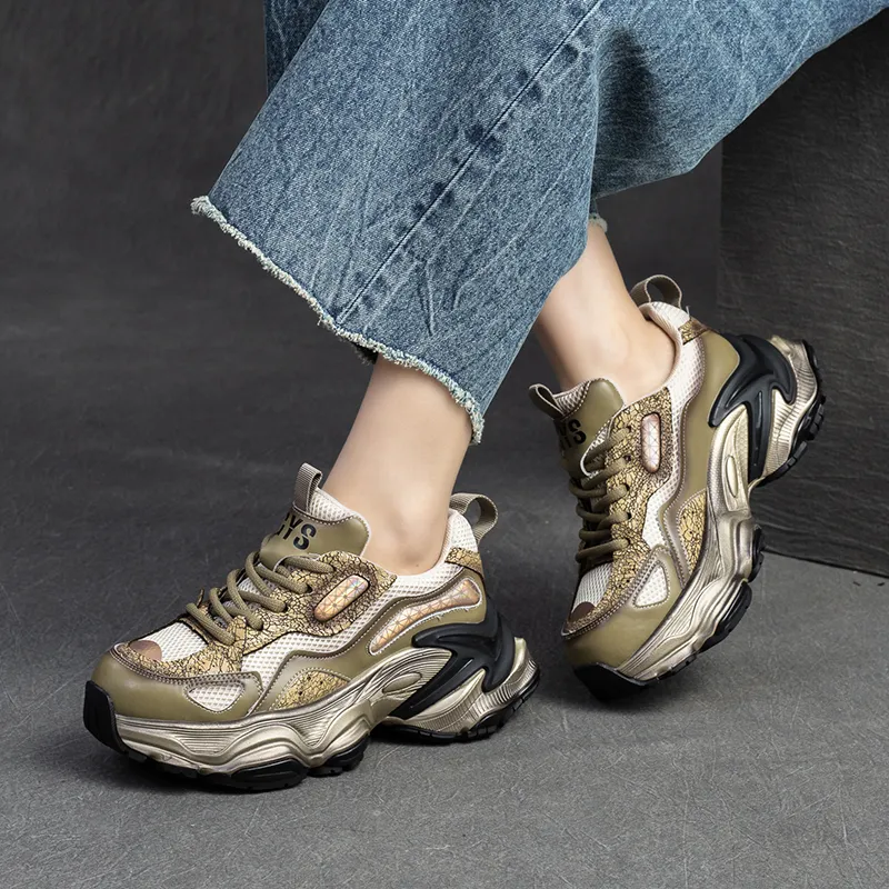 CHOVO Slip-Resistant Breathable Lightweight Chunky Sneakers 6cm Women's-16