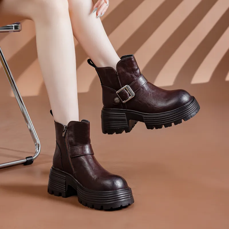CHOVO Ankle Boots Women's Black/Brown-8
