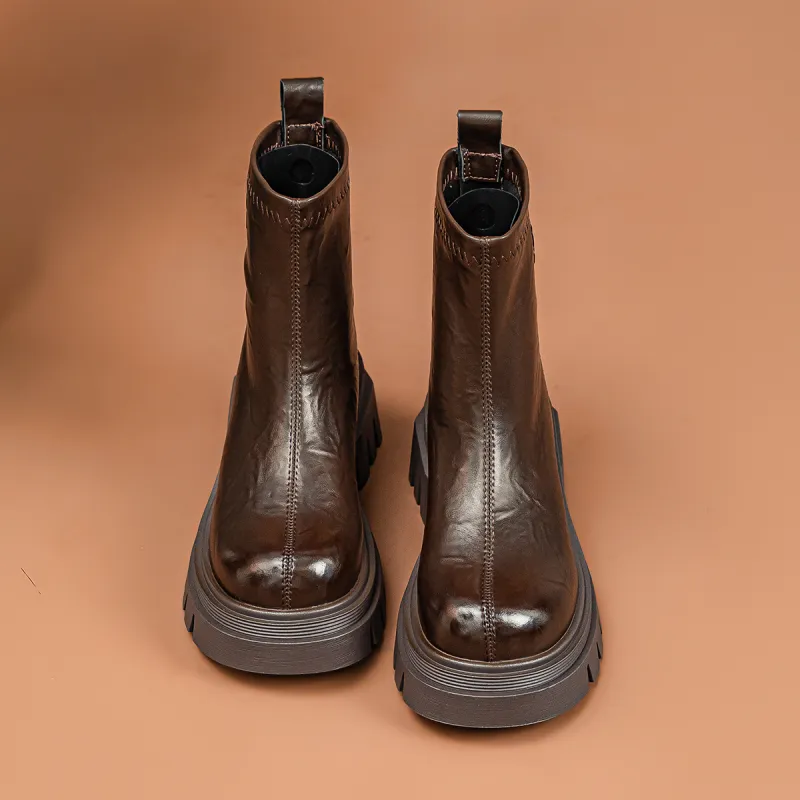 CHOVO Ankle Boots Women's Black/Burgundy/Brown-12