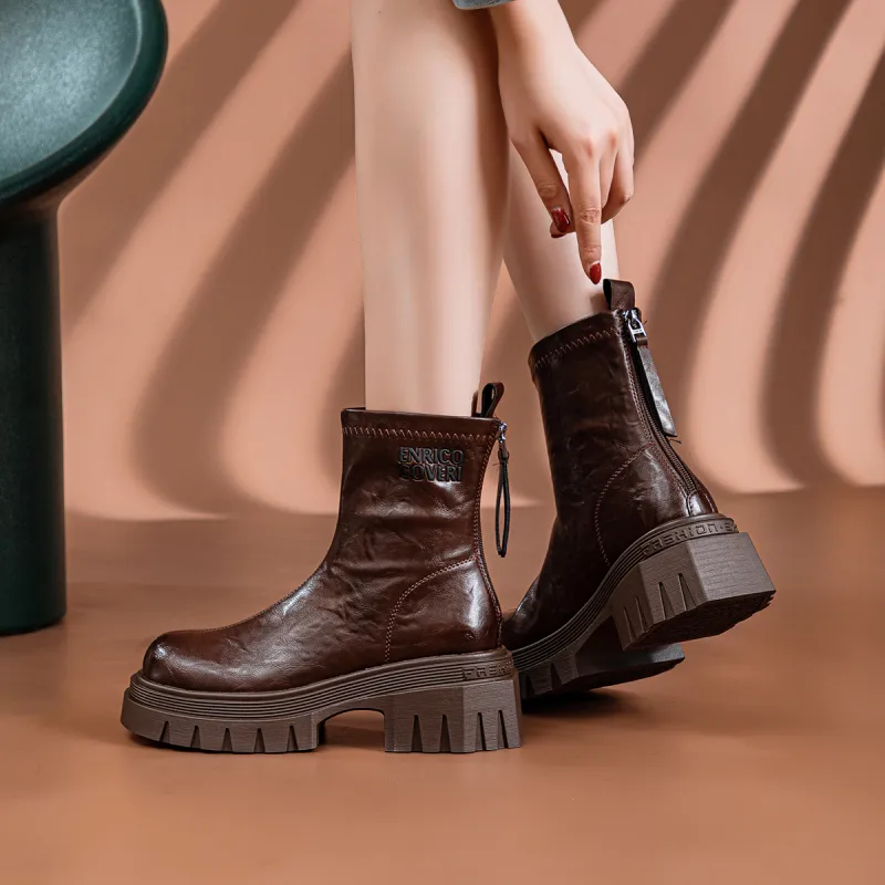 CHOVO Ankle Boots Women's Black/Burgundy/Brown-17