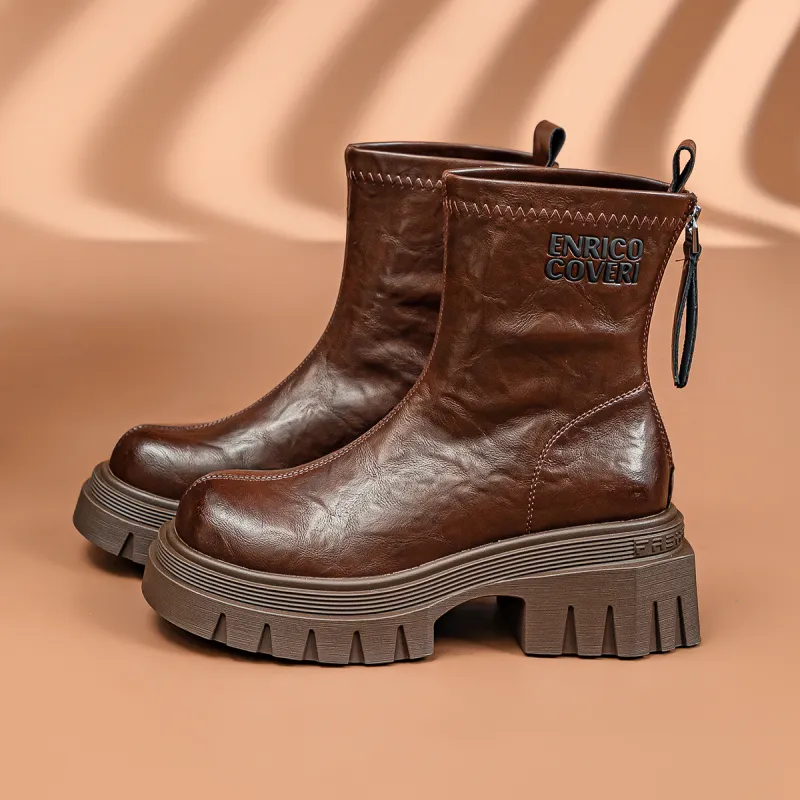CHOVO Ankle Boots Women's Black/Burgundy/Brown-18