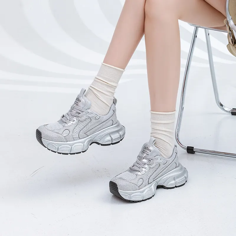 CHOVO Sparkling Galaxy Height Increasing Lightweight Breathable Low-Top Chunky Sneakers Women's-6