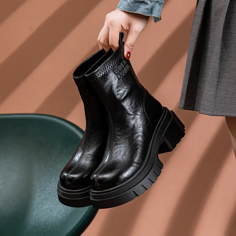 CHOVO Ankle Boots Women's Black/Burgundy/Brown-1