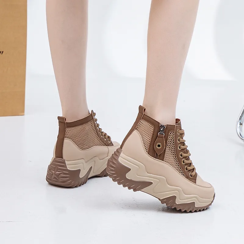 CHOVO Ankle Boots Women's White Black/Light Coffee-7