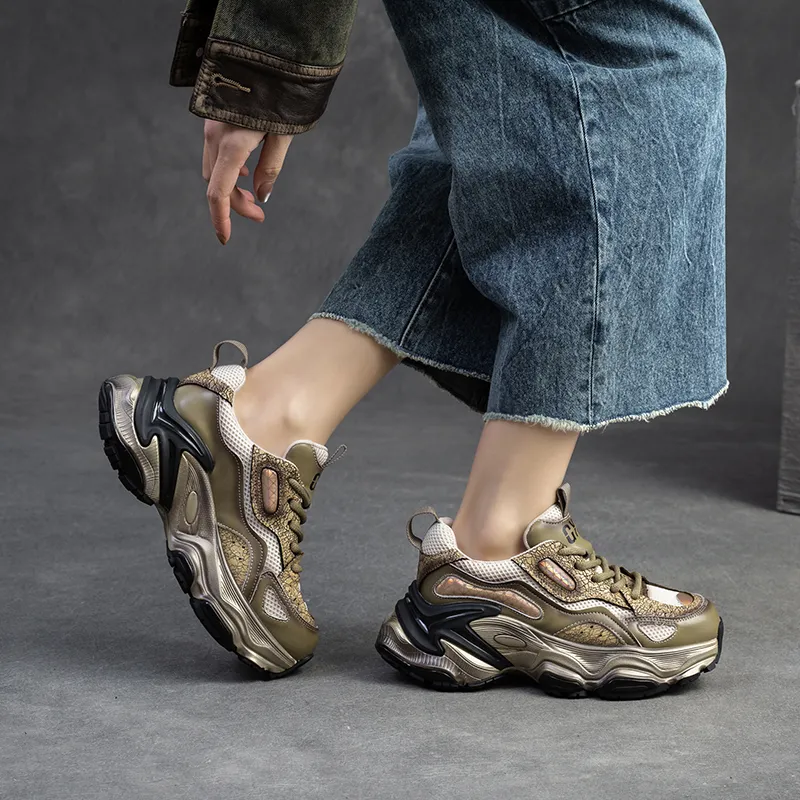 CHOVO Slip-Resistant Breathable Lightweight Chunky Sneakers 6cm Women's-14