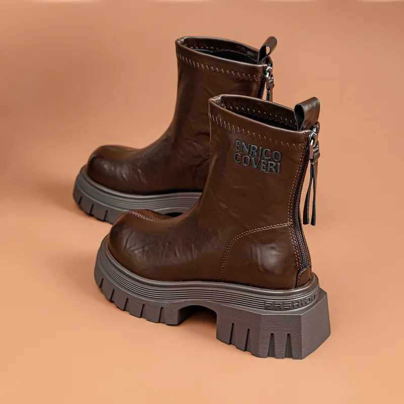 CHOVO Ankle Boots Women's Black/Burgundy/Brown-13