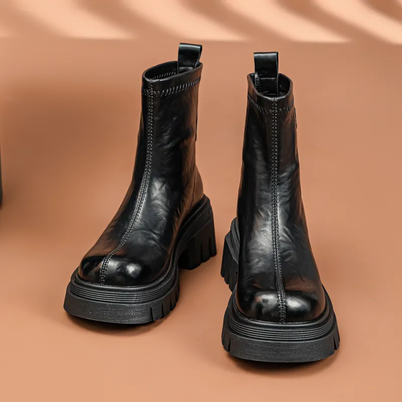 CHOVO Ankle Boots Women's Black/Burgundy/Brown-6