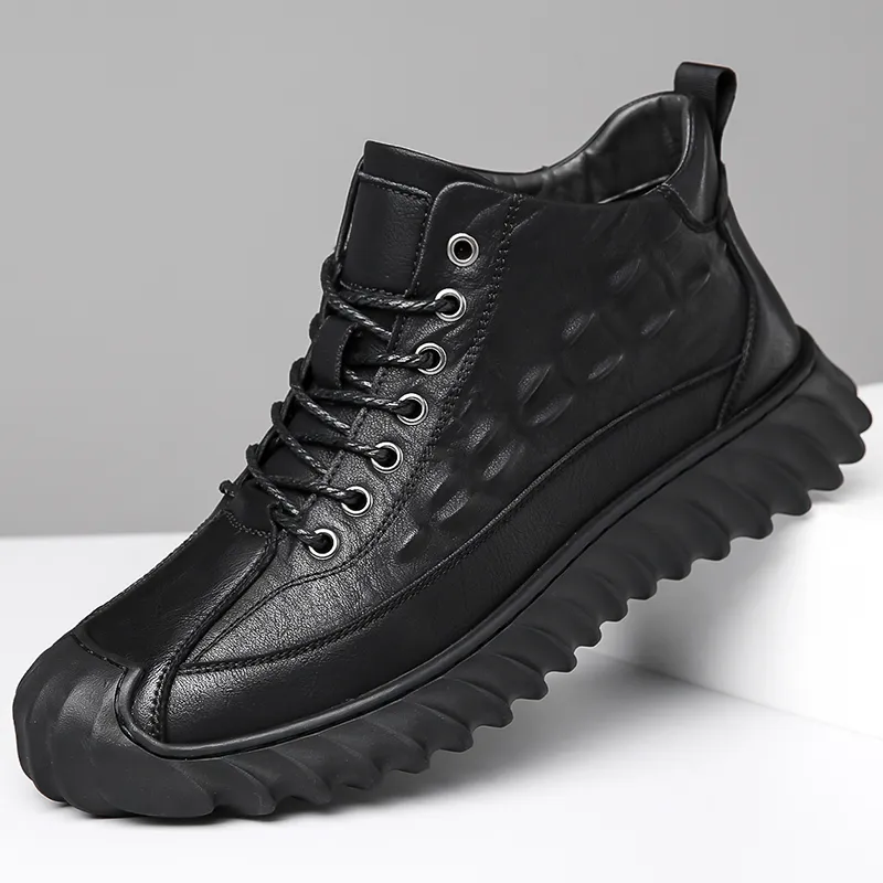EGCHI Casual Shoes Men Mid Top Black, Brown-3