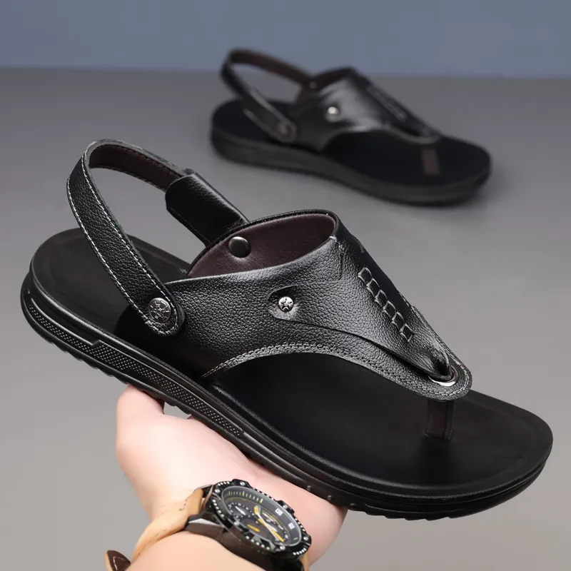 EGCHI Beach Sandals Men Black/Brown/Yellow-1