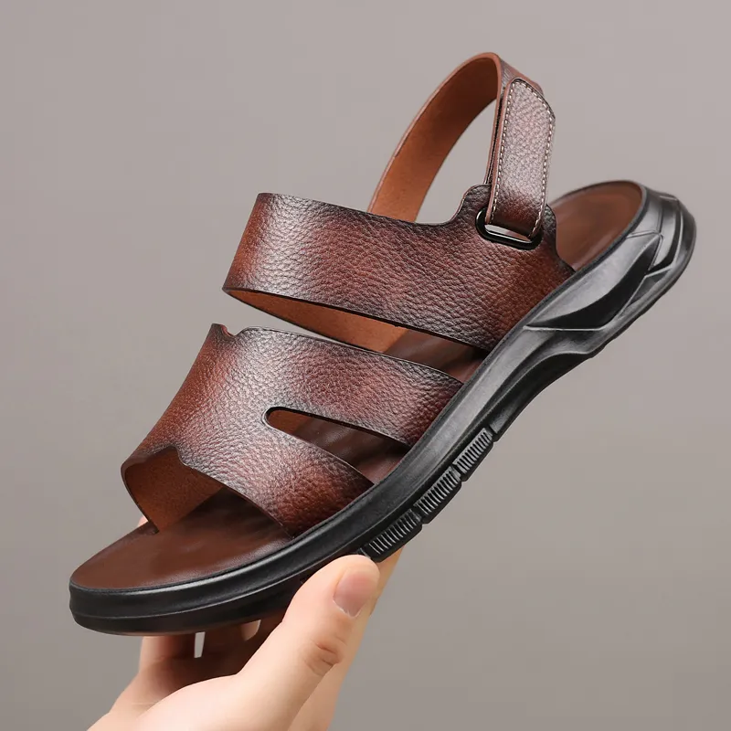 EGCHI Beach Sandals Men Gray/Brown-12